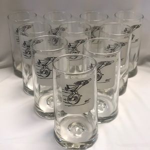 (10) Vintage MCM Johnny Hart BC Comics Caveman On A Roll Tumbler Glasses Barware